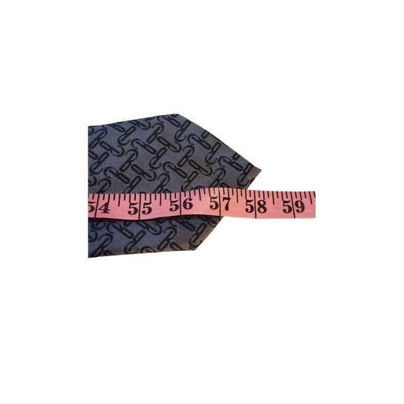 BELISI MENS TIE GRAY WITH BLACK 'B' NECK TIE 100% SILK DESIGNER WEDDING OFFICE - Picture 11 of 13